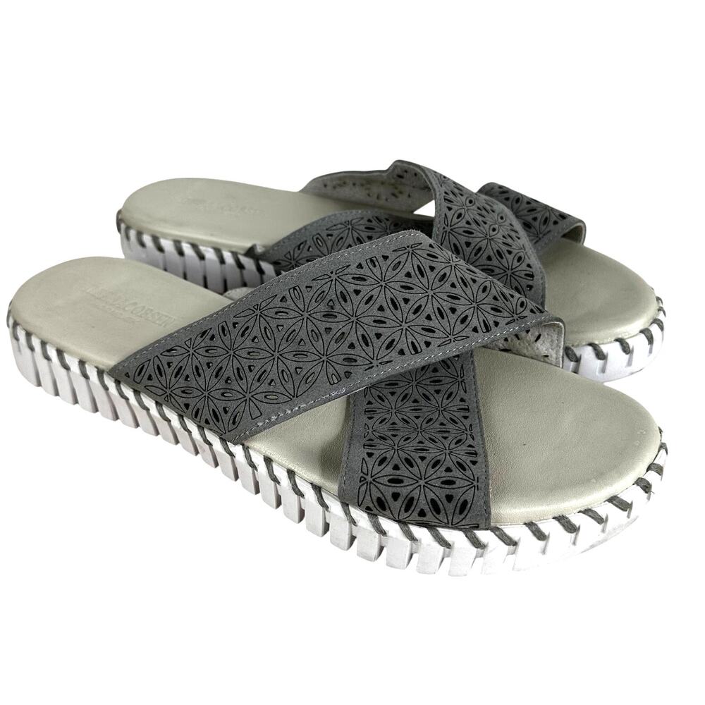 Ilse Jacobsen Hornbaek Gray Cross Band Sandal Women's Size 42 (US 12) EUC